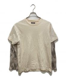 Fake As Flowers（フェイク アス フラワーズ）の古着「Camo Double Sleeve Tee カモダブルスリーブTシャツ」｜ベージュ