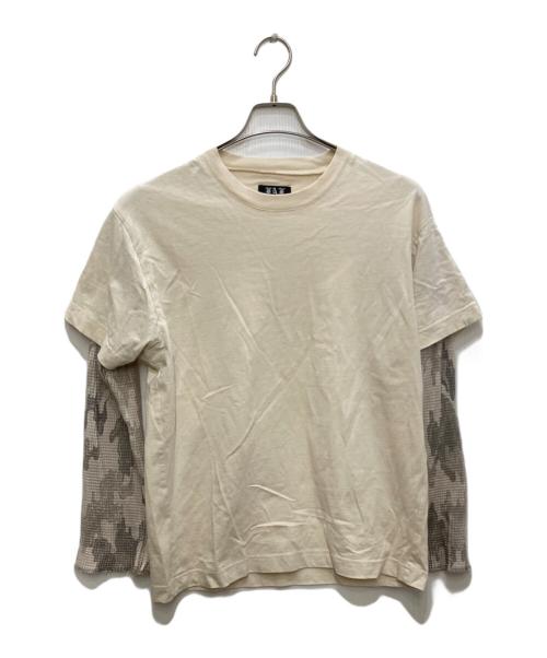 Fake As Flowers（フェイク アス フラワーズ）Fake As Flowers (フェイク アス フラワーズ) Camo Double Sleeve Tee カモダブルスリーブTシャツ ベージュ サイズ:Mの古着・服飾アイテム
