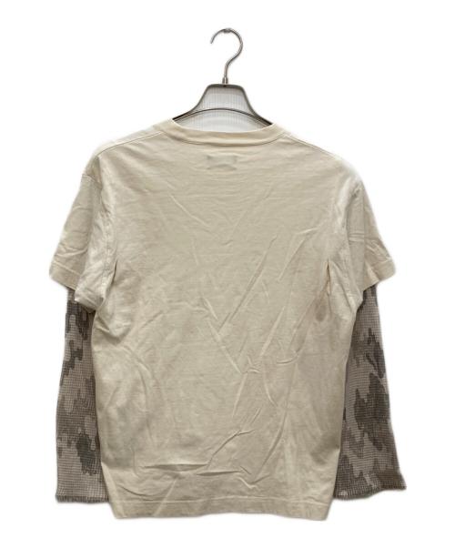 Fake As Flowers（フェイク アス フラワーズ）Fake As Flowers (フェイク アス フラワーズ) Camo Double Sleeve Tee カモダブルスリーブTシャツ ベージュ サイズ:Mの古着・服飾アイテム