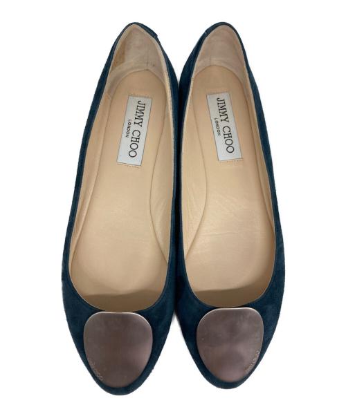 JIMMY CHOO（ジミーチュウ）JIMMY CHOO (ジミーチュウ) スウェードフラットシューズ ブルー サイズ:36の古着・服飾アイテム