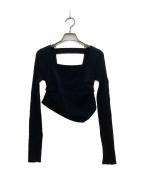 OMMOオーエムエムオー）の古着「ASYMME TUCK SHORT KT TOP/アシメ タック ショート KT トップ」｜ブラック
