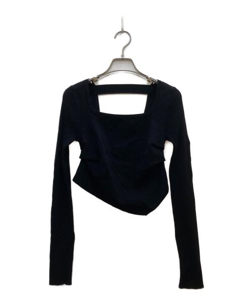 OMMO（オーエムエムオー）OMMO (オーエムエムオー) ASYMME TUCK SHORT KT TOP/アシメ タック ショート KT トップ ブラック サイズ:F 未使用品の古着・服飾アイテム