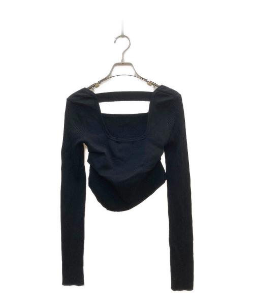 OMMO（オーエムエムオー）OMMO (オーエムエムオー) ASYMME TUCK SHORT KT TOP/アシメ タック ショート KT トップ ブラック サイズ:F 未使用品の古着・服飾アイテム