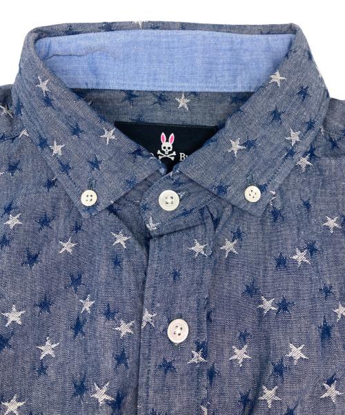 Psycho Bunny（サイコ バニー）Psycho Bunny (サイコ バニー) ダンガリージャガードシャツ ネイビー サイズ:Mの古着・服飾アイテム
