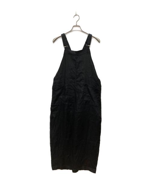 KAGURE（カグレ）KAGURE (カグレ) リネンバッククロスサロペット ブラック サイズ:Freeの古着・服飾アイテム