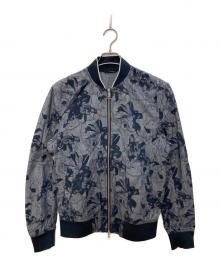 ARMANI EXCHANGE（アルマーニ エクスチェンジ）の古着「フラワープリント ジップアップジャケット」｜ネイビー