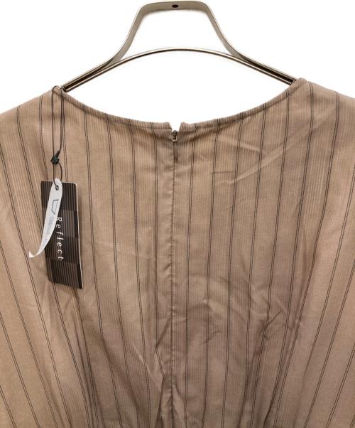 UNTITLED（アンタイトル）UNTITLED (アンタイトル) シアーストライプソフトAラインワンピース ベージュ サイズ:Ｌ 未使用品の古着・服飾アイテム
