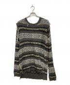PERVERZEパーバーズ）の古着「Wave Border Droopy Knit」｜グレー