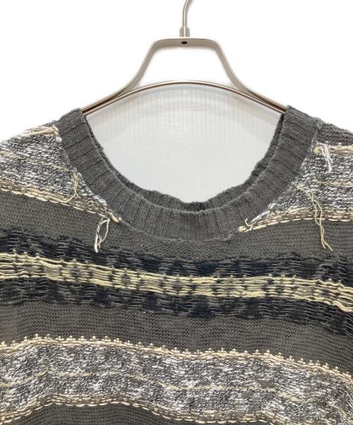 PERVERZE（パーバーズ）PERVERZE (パーバーズ) Wave Border Droopy Knit グレー サイズ:FREEの古着・服飾アイテム