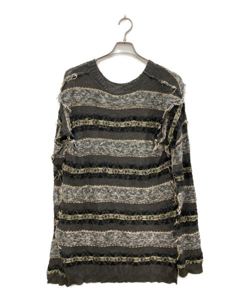 PERVERZE（パーバーズ）PERVERZE (パーバーズ) Wave Border Droopy Knit グレー サイズ:FREEの古着・服飾アイテム