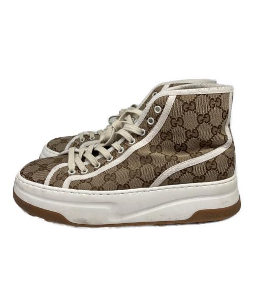GUCCI（グッチ）GUCCI (グッチ) GGキャンバスハイカットスニーカー ベージュ サイズ:8 1/2の古着・服飾アイテム