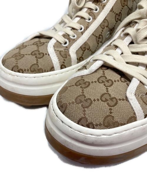 GUCCI（グッチ）GUCCI (グッチ) GGキャンバスハイカットスニーカー ベージュ サイズ:8 1/2の古着・服飾アイテム