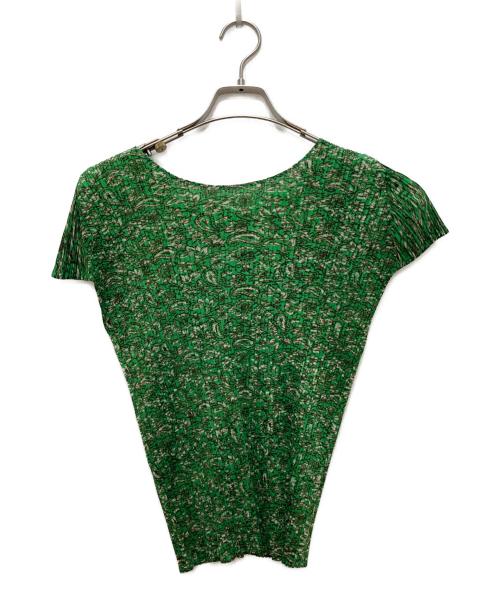 PLEATS PLEASE（プリーツプリーズ）PLEATS PLEASE (プリーツプリーズ) エレファント プリーツカットソー グリーン サイズ:3の古着・服飾アイテム
