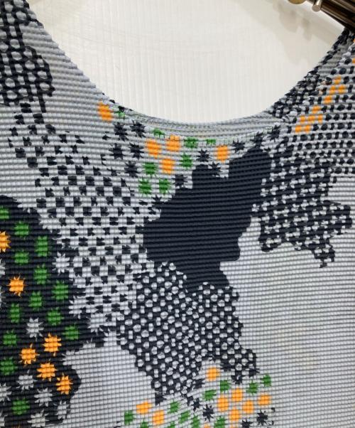 me ISSEY MIYAKE（ミーイッセイ ミヤケ）me ISSEY MIYAKE (ミーイッセイ ミヤケ) 総柄プリーツカットソー グレー サイズ:FREEの古着・服飾アイテム