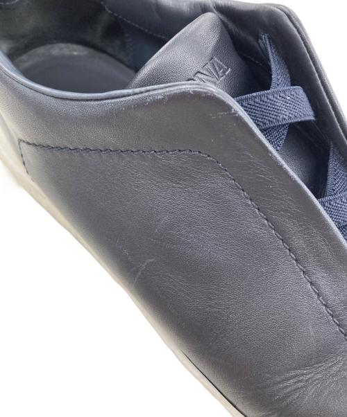 ZEGNA（ゼニア）ZEGNA (ゼニア) TRIPLE STITCH SECONDSKIN レザー スニーカー ブラック サイズ:８1/2UKの古着・服飾アイテム