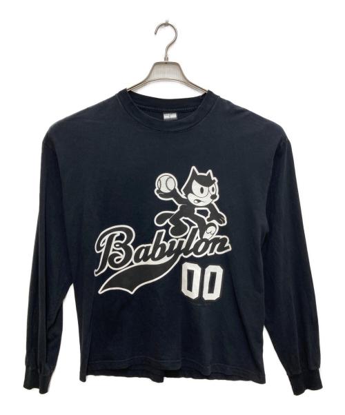 BABYLONE（バビロン）BABYLONE (バビロン) Felix the Cat (フィリックスザキャット) ロングスリーブTシャツ ブラック サイズ:Ｌの古着・服飾アイテム