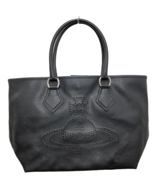 Vivienne Westwood（ヴィヴィアンウエストウッド）Vivienne Westwood (ヴィヴィアンウエストウッド) パンチングレザーハンドバッグ ブラックの古着・服飾アイテム