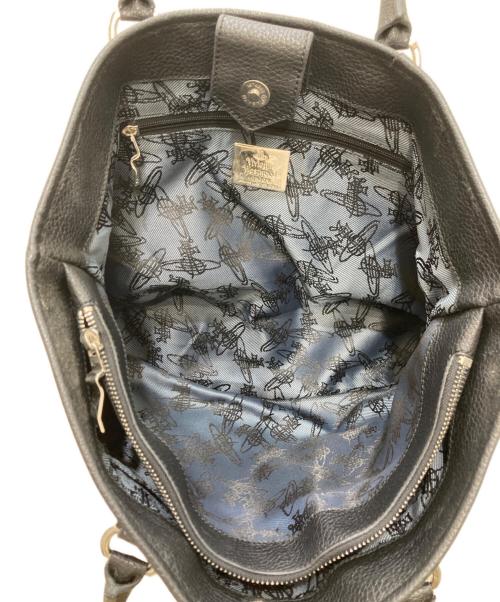 Vivienne Westwood（ヴィヴィアンウエストウッド）Vivienne Westwood (ヴィヴィアンウエストウッド) パンチングレザーハンドバッグ ブラックの古着・服飾アイテム