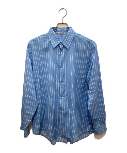 AURALEE（オーラリー）AURALEE (オーラリー) COTTON SILK STRIPE SHIRT ブルー サイズ:4の古着・服飾アイテム