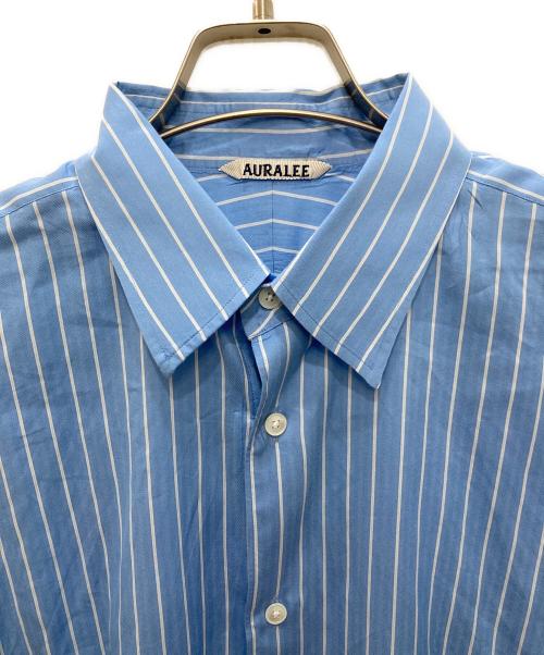 AURALEE（オーラリー）AURALEE (オーラリー) COTTON SILK STRIPE SHIRT ブルー サイズ:4の古着・服飾アイテム