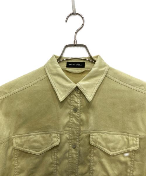 MAISON SPECIAL（メゾンスペシャル）MAISON SPECIAL (メゾンスペシャル) Bicolor Stitched Suede Shirt ライム サイズ:freeの古着・服飾アイテム