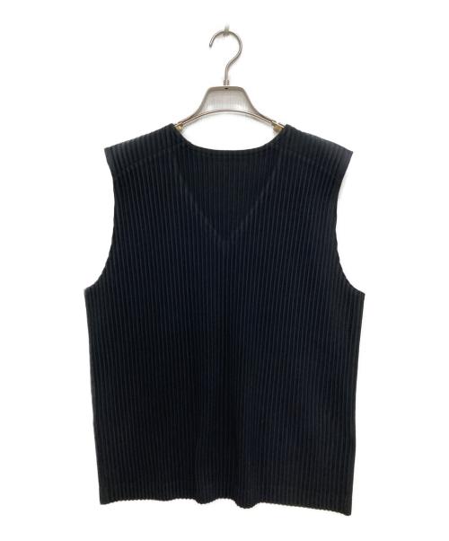 HOMME PLISSE ISSEY MIYAKE（オム プリッセ イッセイ ミヤケ）HOMME PLISSE ISSEY MIYAKE (オム プリッセ イッセイ ミヤケ) プリーツVネックベスト ブラック サイズ:サイズ3の古着・服飾アイテム