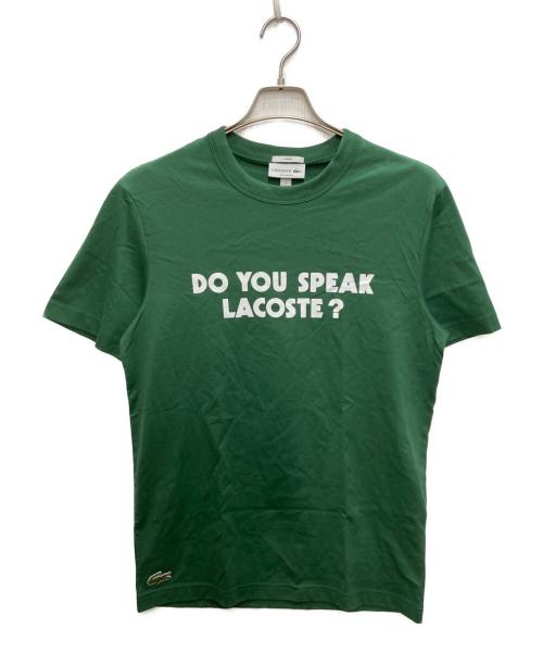 LACOSTE（ラコステ）LACOSTE (ラコステ) メッセージプリントバインダーネックTシャツ グリーン サイズ:Ｓ 未使用品の古着・服飾アイテム