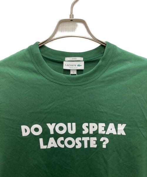 LACOSTE（ラコステ）LACOSTE (ラコステ) メッセージプリントバインダーネックTシャツ グリーン サイズ:Ｓ 未使用品の古着・服飾アイテム
