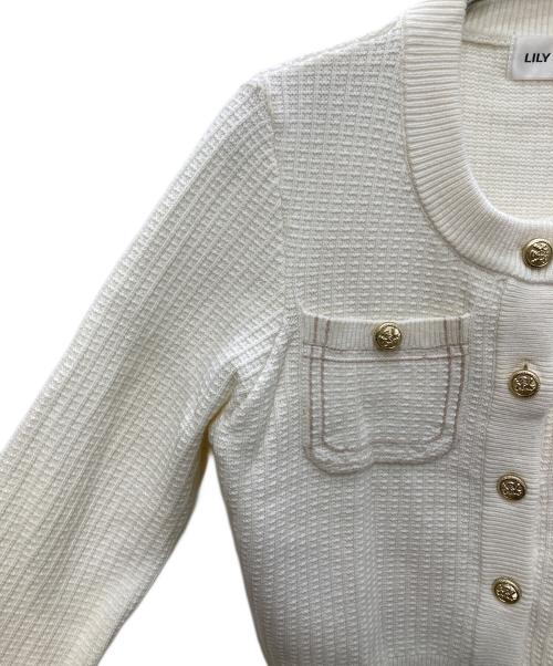 Lily Brown（リリーブラウン）Lily Brown (リリーブラウン) コットンニットジャケット ホワイト サイズ:FREEの古着・服飾アイテム
