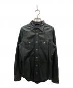 DIESELディーゼル）の古着「レザーシャツ」｜ブラック