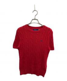 POLO RALPH LAUREN（ポロ・ラルフローレン）の古着「半袖ケーブルニット」｜レッド