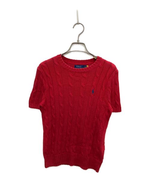 POLO RALPH LAUREN（ポロ・ラルフローレン）POLO RALPH LAUREN (ポロ・ラルフローレン) 半袖ケーブルニット レッド サイズ:Sの古着・服飾アイテム