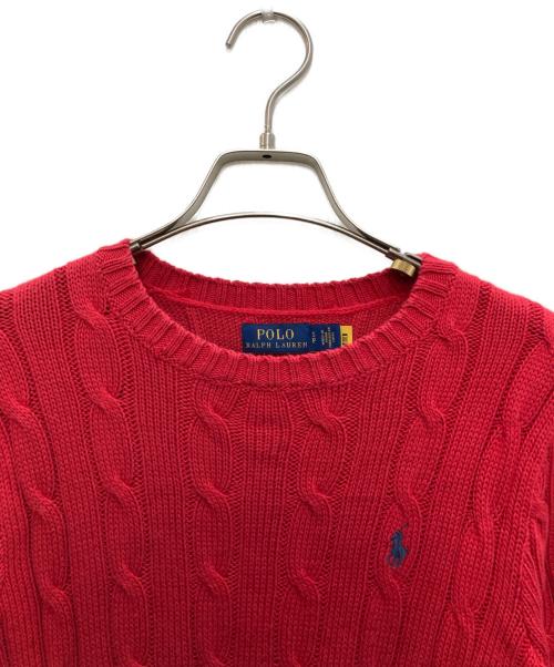 POLO RALPH LAUREN（ポロ・ラルフローレン）POLO RALPH LAUREN (ポロ・ラルフローレン) 半袖ケーブルニット レッド サイズ:Sの古着・服飾アイテム