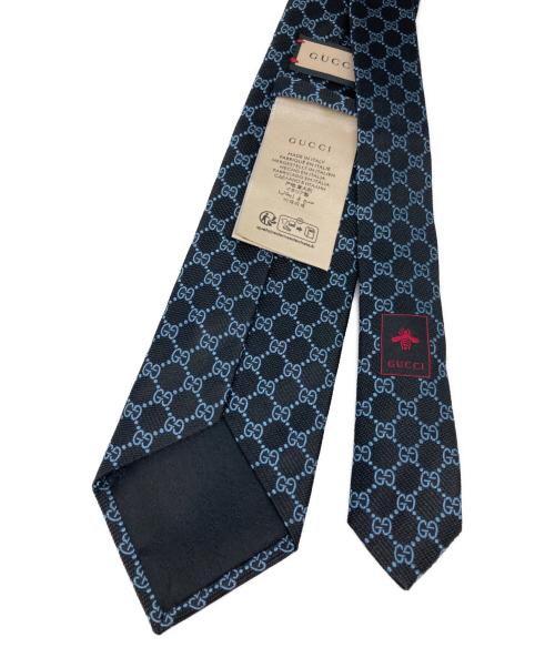 GUCCI（グッチ）GUCCI (グッチ) GGロゴ シルクジャガードネクタイ ネイビー サイズ:表記無しの古着・服飾アイテム