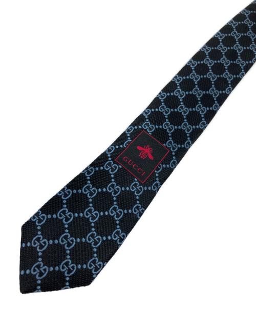 GUCCI（グッチ）GUCCI (グッチ) GGロゴ シルクジャガードネクタイ ネイビー サイズ:表記無しの古着・服飾アイテム