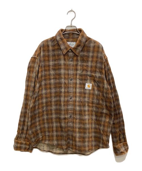 CarHartt（カーハート）CarHartt (カーハート) コーデュロイチェックシャツ ブラウン サイズ:XLの古着・服飾アイテム