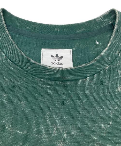 adidas Originals（アディダスオリジナル）adidas Originals (アディダスオリジナル) song for the mute (ソングフォーザミュート) 半袖ダメージカットソー グリーン サイズ:US:L　J:2XLの古着・服飾アイテム