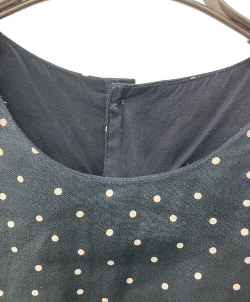 KAGURE（カグレ）KAGURE (カグレ) リネンノースリーブドットワンピース ブラック サイズ:FREEの古着・服飾アイテム