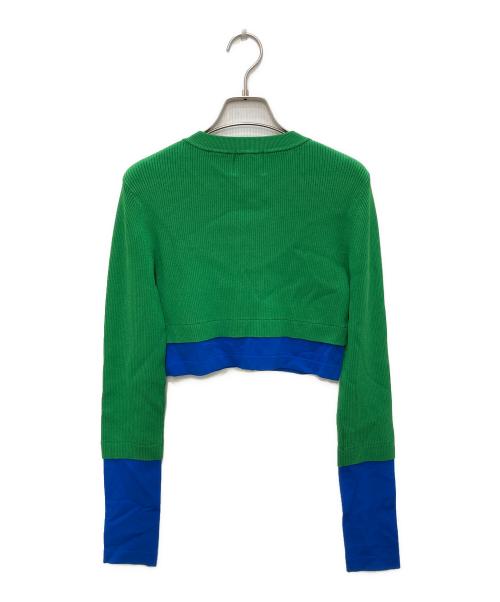 OMMO（オーエムエムオー）OMMO (オーエムエムオー) BLOCKING SHORT KT カーディガン ブルー×グリーン サイズ:36 未使用品の古着・服飾アイテム