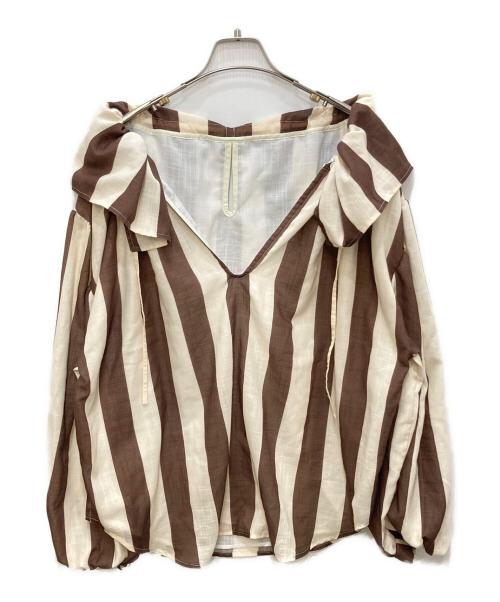 HeRIN.CYE（ヘリンドットサイ）HeRIN.CYE (ヘリンドットサイ) Stripe gauze blouse ブラウン サイズ:freeの古着・服飾アイテム