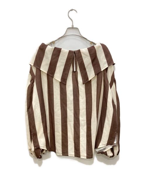 HeRIN.CYE（ヘリンドットサイ）HeRIN.CYE (ヘリンドットサイ) Stripe gauze blouse ブラウン サイズ:freeの古着・服飾アイテム