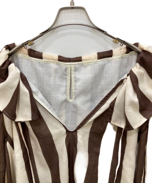 HeRIN.CYE（ヘリンドットサイ）HeRIN.CYE (ヘリンドットサイ) Stripe gauze blouse ブラウン サイズ:freeの古着・服飾アイテム