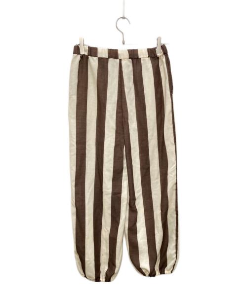 HeRIN.CYE（ヘリンドットサイ）HeRIN.CYE (ヘリンドットサイ) Stripe gauze pants ブラウン サイズ:freeの古着・服飾アイテム
