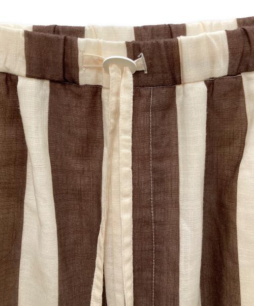 HeRIN.CYE（ヘリンドットサイ）HeRIN.CYE (ヘリンドットサイ) Stripe gauze pants ブラウン サイズ:freeの古着・服飾アイテム