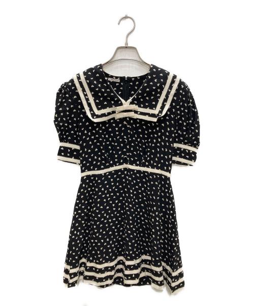 MIU MIU（ミュウミュウ）MIU MIU (ミュウミュウ) ハート柄ミニワンピース ブラック サイズ:SIZE 36の古着・服飾アイテム