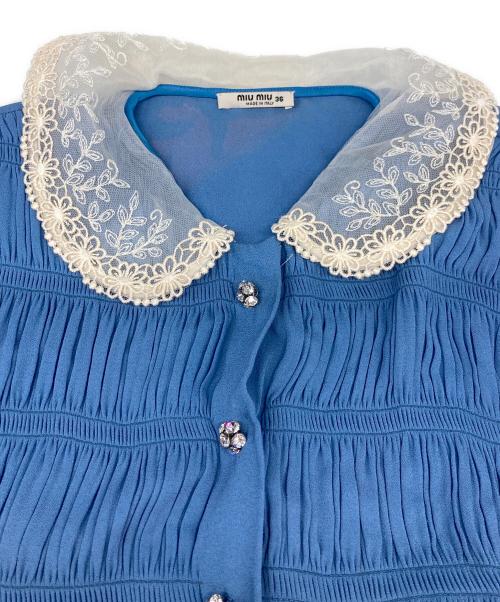 MIU MIU（ミュウミュウ）MIU MIU (ミュウミュウ) レースカラーミニワンピ ブルー サイズ:SIZE 36の古着・服飾アイテム