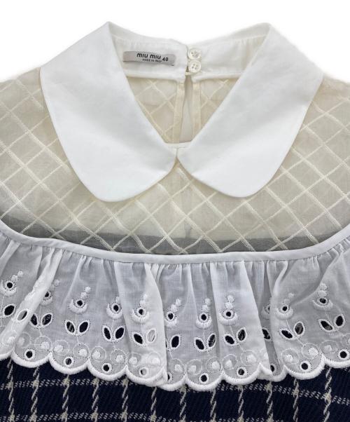 MIU MIU（ミュウミュウ）MIU MIU (ミュウミュウ) ノースリーブミニワンピース ネイビー サイズ:40の古着・服飾アイテム