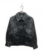 WYM LIDNMウィム バイ リドム）の古着「ARTIFICIAL GRAIN FLIGHT BLOUSON」｜ブラック