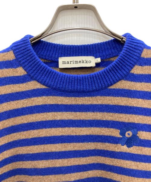 marimekko（マリメッコ）marimekko (マリメッコ) Tasaraita / Silfa knitted pullover ブルー×ブラウン サイズ:Ｍの古着・服飾アイテム