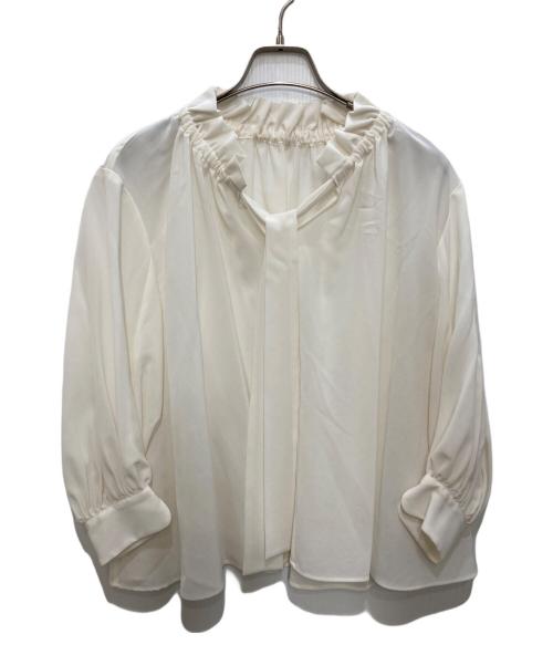 BALLSEY（ボールジィ）BALLSEY (ボールジィ) シアートロ フリルネックブラウス ホワイト サイズ:36の古着・服飾アイテム